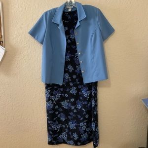 Blue & Black Dress with Jacket